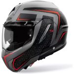 Airoh Mathisse II Magnet – Casco modular de moto negro, gris y rojo, ECE 22.06