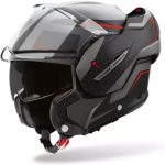 Airoh Mathisse II Magnet – Casco modular de moto negro, gris y rojo, ECE 22.06