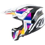 Airoh Twist 3 Rainbow – Casco cross de moto negro brillante, ECE 22.06