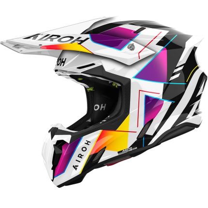 Airoh Twist 3 Rainbow – Casco cross de moto negro brillante, ECE 22.06