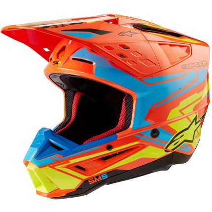 Alpinestars S-M5 Action – Casco cross de moto azul y naranja, ECE 22.06
