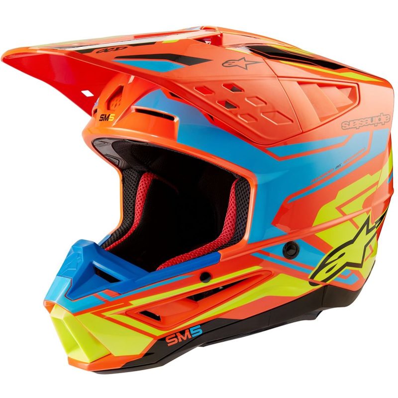 Alpinestars S-M5 Action – Casco cross de moto azul y naranja, ECE 22.06