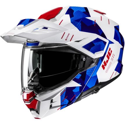 HJC i80 Roki MC21 – Casco modular de moto blanco, azul y rojo, ECE 22.06