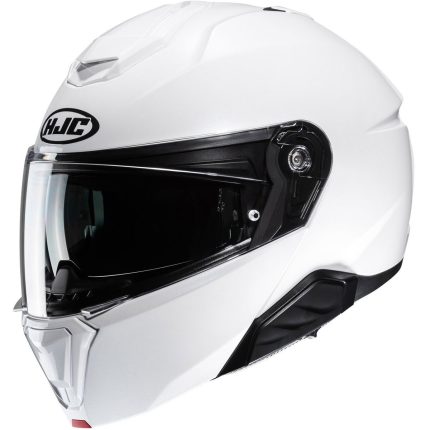 HJC i91 Solid – Casco modular de moto en blanco perla brillante