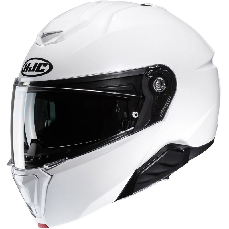 HJC i91 Solid – Casco modular de moto en blanco perla brillante
