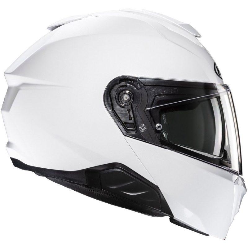 HJC i91 Solid – Casco modular de moto en blanco perla brillante
