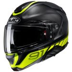 HJC RPHA91 Rafino MC3HSF – Casco modular de moto negro y amarillo mate, ECE 22.06