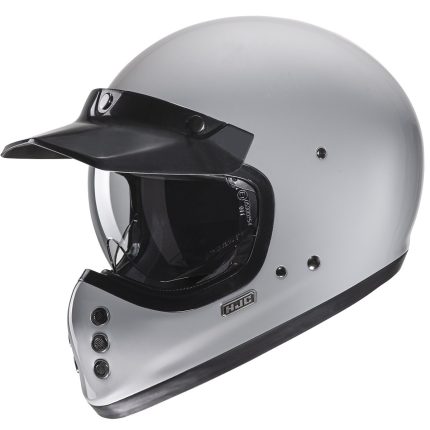 HJC V60 Nardo Grey – Casco integral retro de moto gris, ECE 22.06
