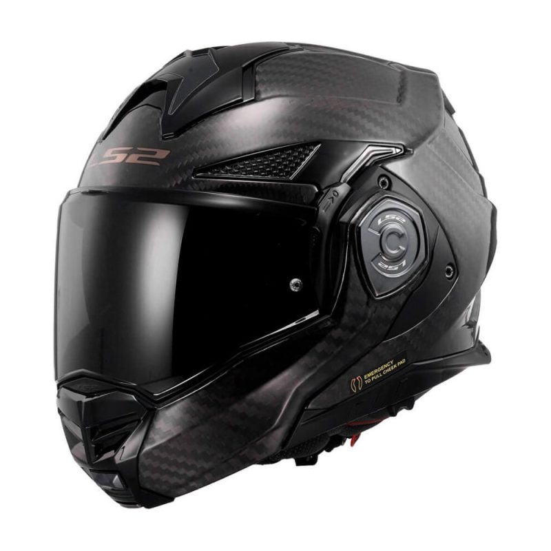 LS2 FF901 Advant X Carbon – Casco modular de moto negro, ECE 22.06
