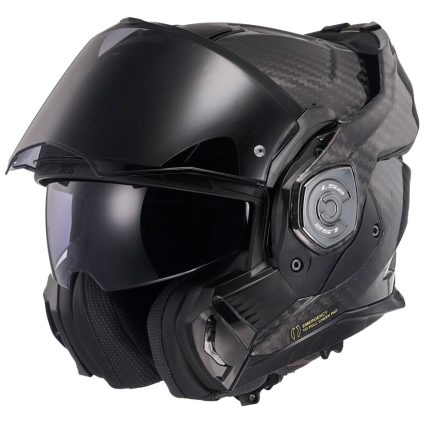 LS2 FF901 Advant X Carbon – Casco modular de moto negro, ECE 22.06