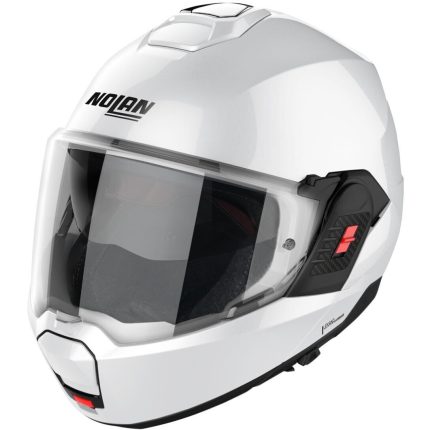 Nolan N80-8 Classic N-Com – Casco modular de moto blanco metalizado, ECE 22.06