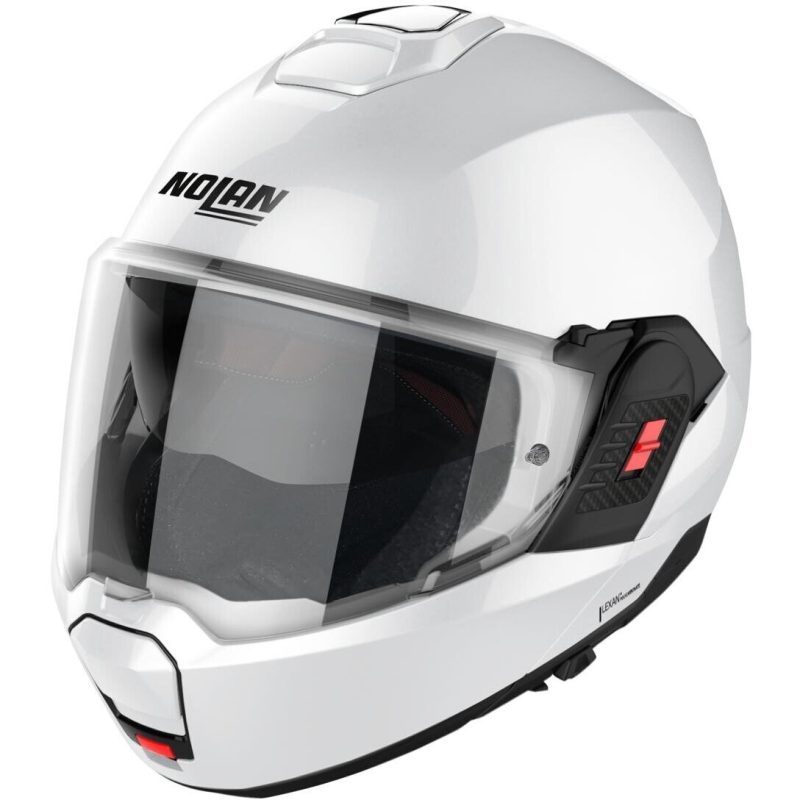 Nolan N80-8 Classic N-Com – Casco modular de moto blanco metalizado, ECE 22.06