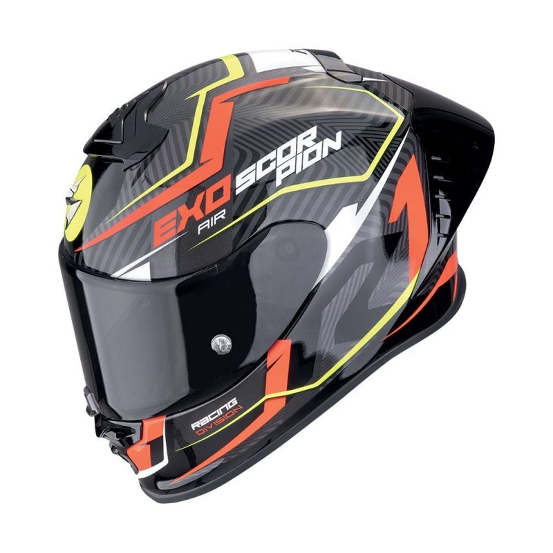 Scorpion EXO-R1 Evo Air Coup – Casco integral de moto negro, rojo y amarillo, ECE 22.06