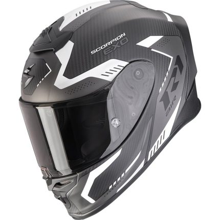 Scorpion EXO-R1 Evo Air Final – Casco integral de moto plata, negro y blanco
