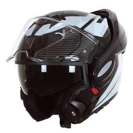 Scorpion Exo-Tech Evo Animo – Casco modular de moto negro y blanco, ECE 22.06
