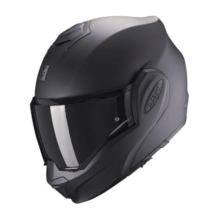Scorpion Exo-Tech Evo Solid – Casco modular de moto negro mate, ECE 22.05
