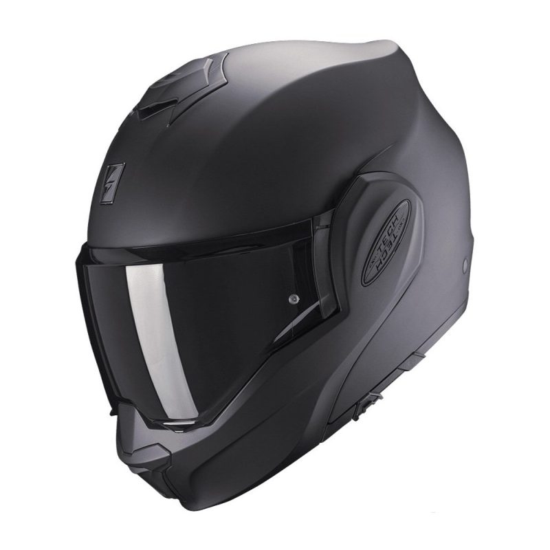 Scorpion Exo-Tech Evo Solid – Casco modular de moto negro mate, ECE 22.05
