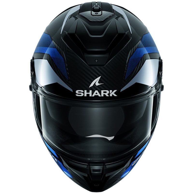 Shark Spartan GT Pro Carbon Ritmo – Casco integral de moto negro y azul, ECE 22.05
