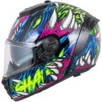 Shark Spartan RS Shaytan – Casco integral de moto negro, verde y violeta, ECE 22.06