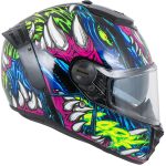Shark Spartan RS Shaytan – Casco integral de moto negro, verde y violeta, ECE 22.06