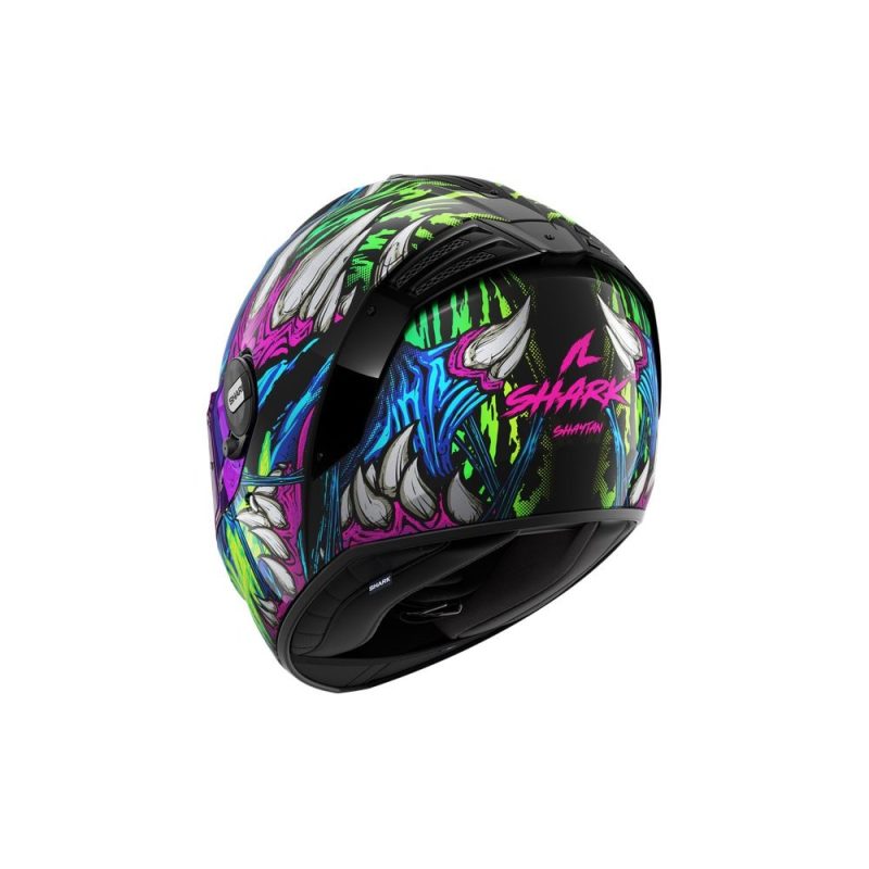 Shark Spartan RS Shaytan – Casco integral de moto negro, verde y violeta, ECE 22.06