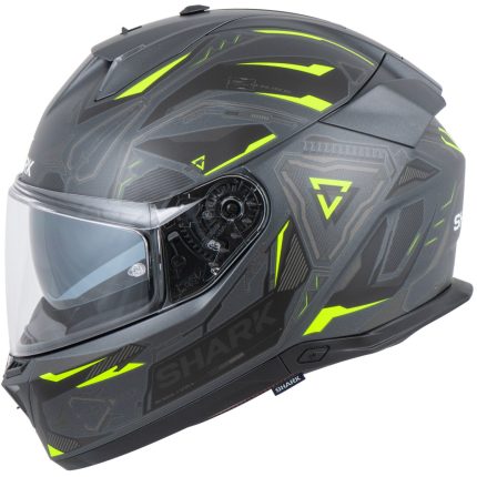Shark Skwal i3 Linik – Casco integral de moto negro y amarillo, ECE 22.06