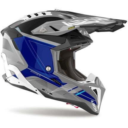 Airoh Aviator 3 Saber – Casco de motocross azul brillo para off-road