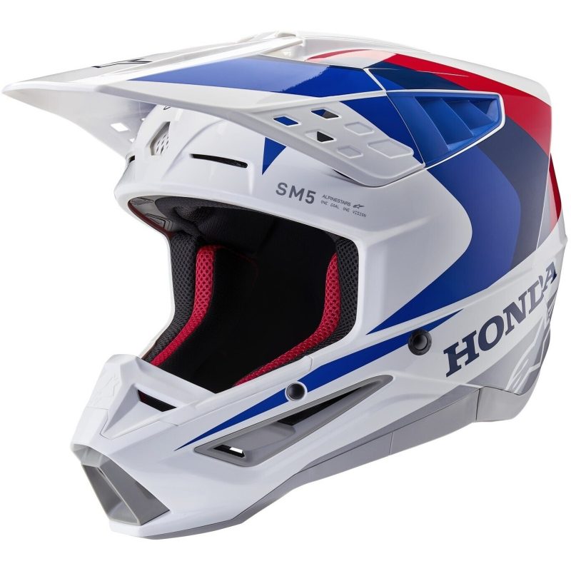 Alpinestars S-M5 Honda – Casco de motocross blanco/rojo/azul, ECE 22.06