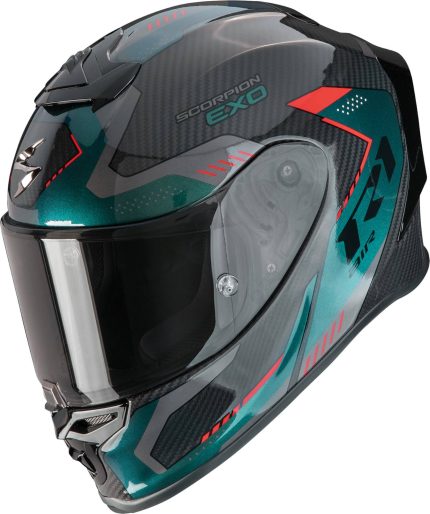 Scorpion EXO-R1 Evo Air Carbon Propel – Casco integral de moto negro y gris brillo, ECE 22.06