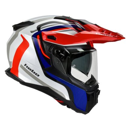 Hebo XP22 Panam – Casco integral de moto blanco, rojo y azul, ECE 22.06