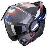 Scorpion EXO-TECH Evo Carbon Rover – Casco modular convertible de moto negro/rojo/azul, ECE 22.05