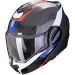 Scorpion EXO-TECH Evo Carbon Rover – Casco modular convertible de moto negro/rojo/azul, ECE 22.05