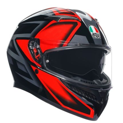 AGV K3 Compound – Casco integral de moto negro/rojo, ECE 22.06