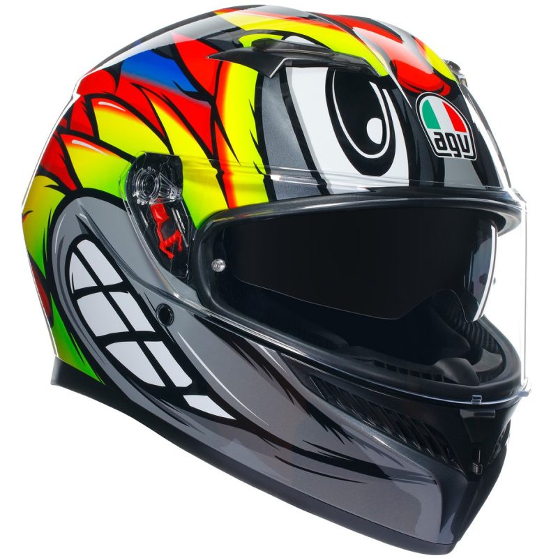 AGV K3 MPLK Birdy 2.0 – Casco integral de moto gris / amarillo / rojo, ECE 22.06