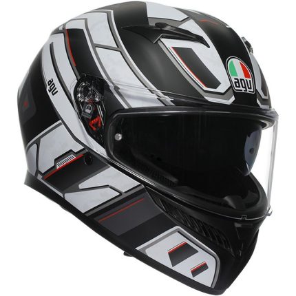 AGV K3 MPLK Rivia – Casco integral de moto negro mate / blanco, ECE 22.06