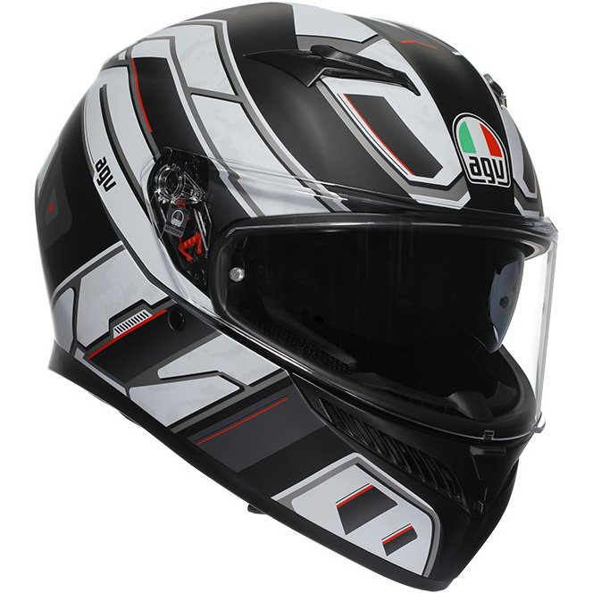 AGV K3 MPLK Rivia – Casco integral de moto negro mate / blanco, ECE 22.06