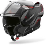 Airoh Mathisse II Magnet – Casco modular de moto negro, gris y rojo, ECE 22.06