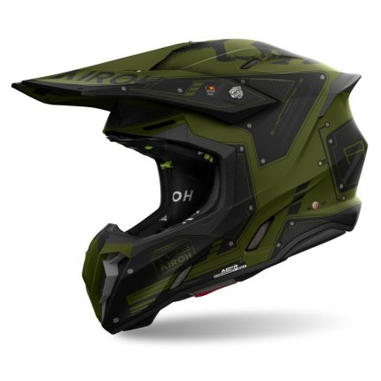 Airoh Twist 3 Military Matt – Casco cross de moto mate, ECE 22.06