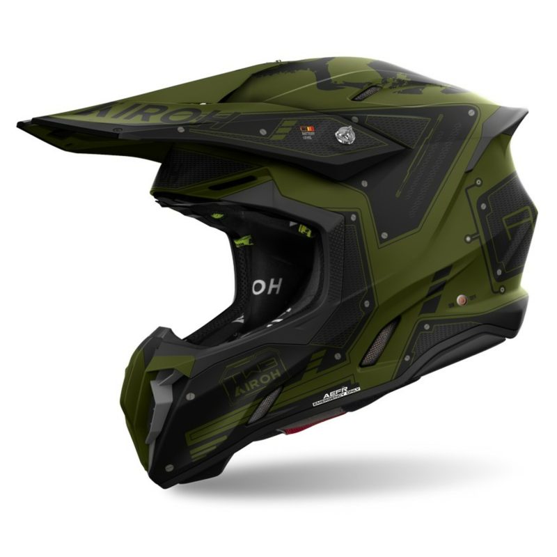 Airoh Twist 3 Military Matt – Casco cross de moto mate, ECE 22.06