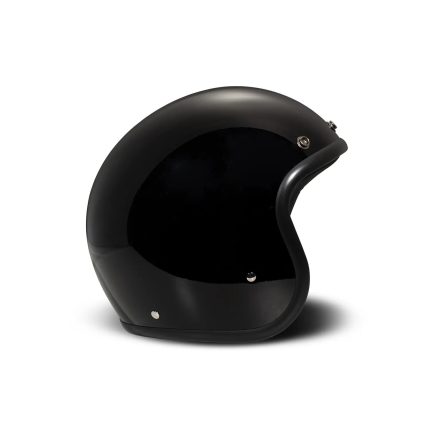 DMD Retro Solid – Casco jet de moto negro brillo, ECE 22.06