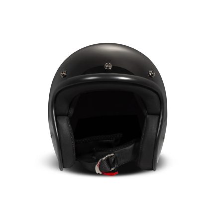 DMD Retro Solid – Casco jet de moto negro brillo, ECE 22.06