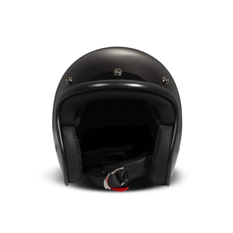 DMD Retro Solid – Casco jet de moto negro brillo, ECE 22.06