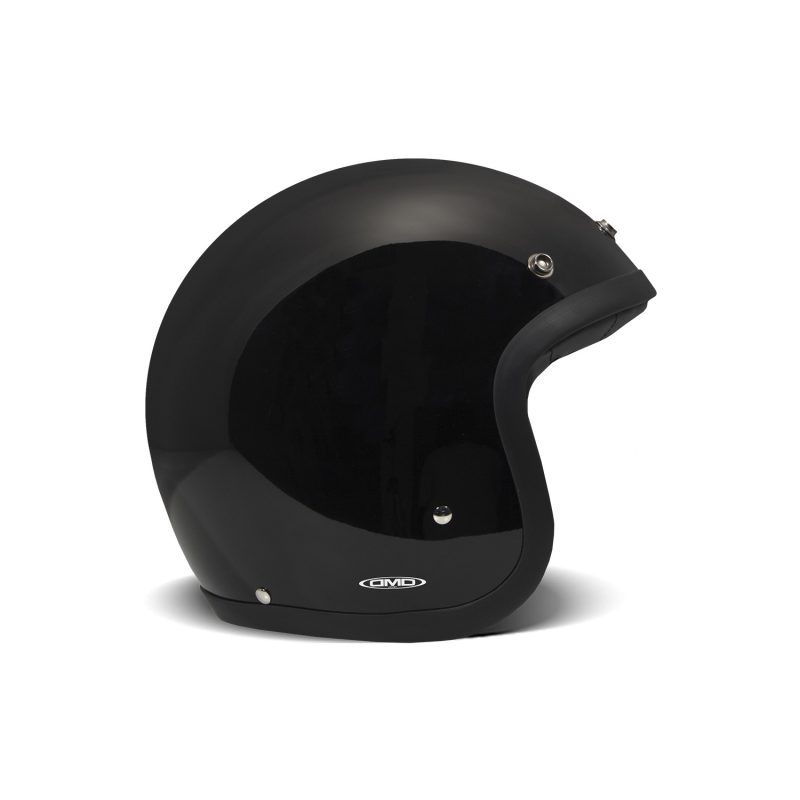 DMD Vintage – Casco jet de moto negro brillo, ECE 22.05