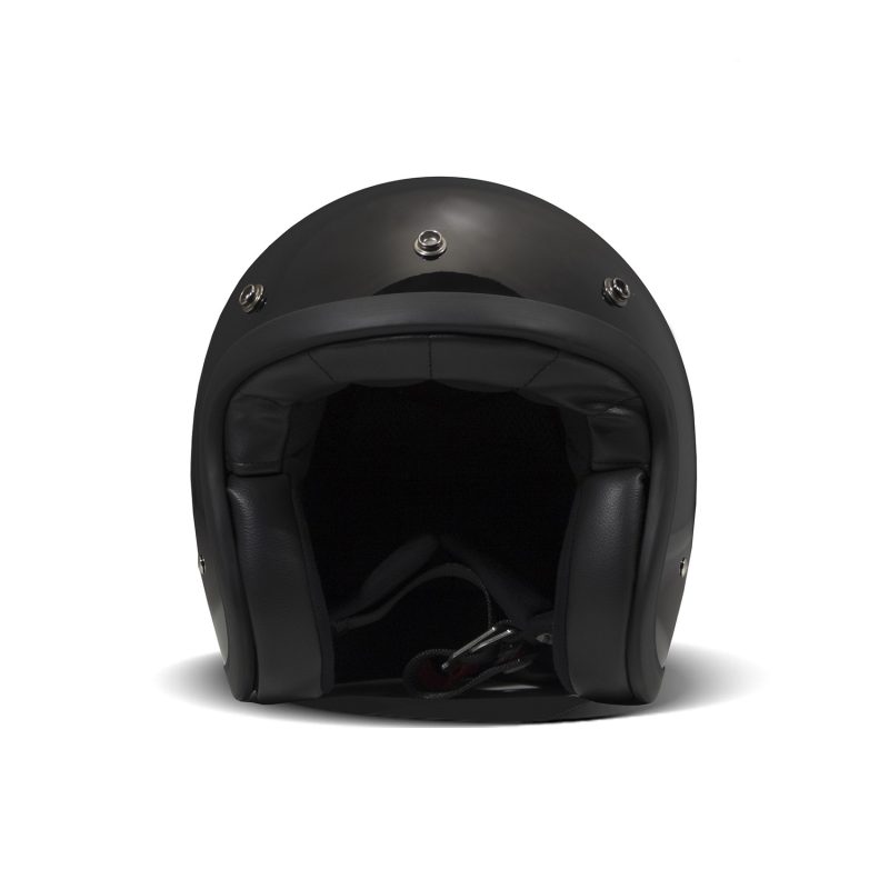 DMD Vintage – Casco jet de moto negro brillo, ECE 22.05