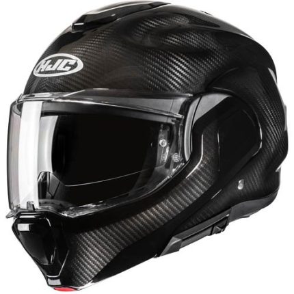 HJC F100 Carbon – Casco modular de moto negro, ECE 22.06
