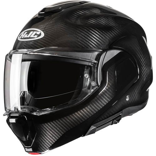 HJC F100 Carbon – Casco modular de moto negro, ECE 22.06
