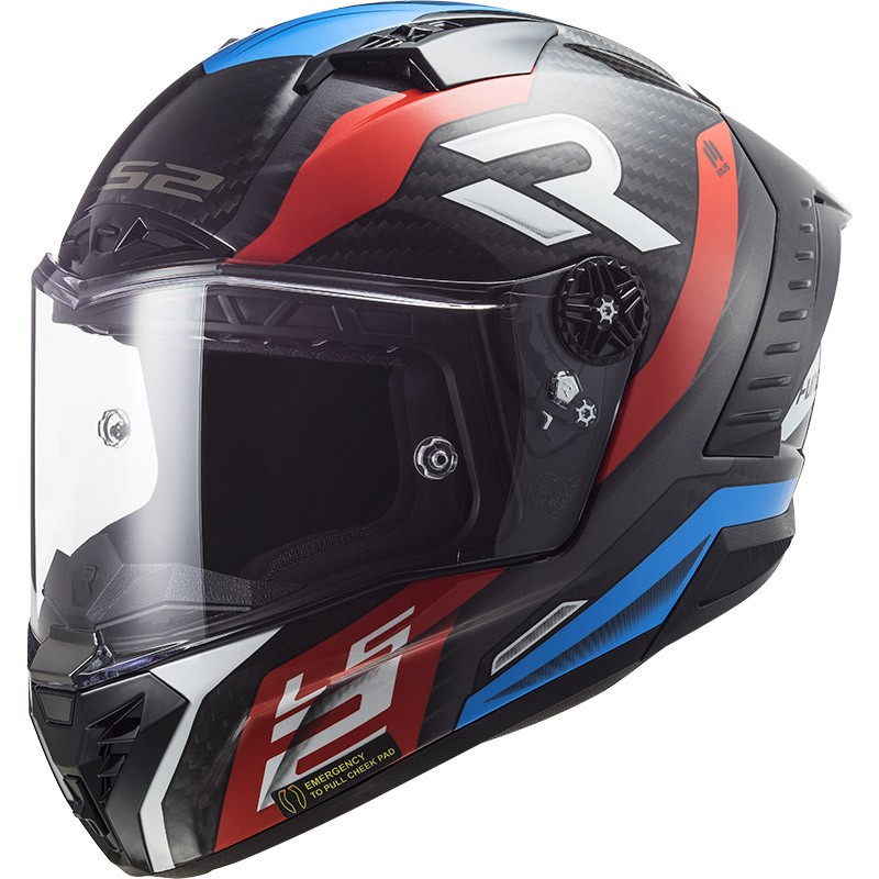 LS2 FF805 Thunder Carbon Supra – Casco integral de moto rojo y azul, ECE 22.05