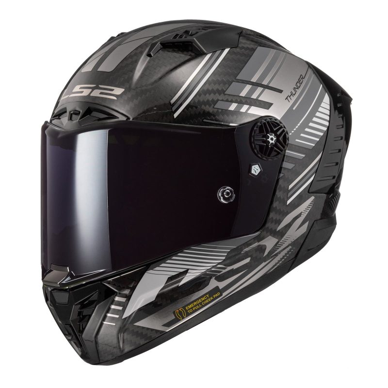 LS2 FF805 Thunder Carbon Volt – Casco integral de moto negro/gris, ECE 22.06