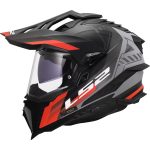 LS2 MX701 Explorer Hexa – Casco trail/adventure de moto negro mate / rojo / gris, ECE 22.06