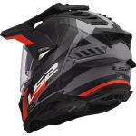 LS2 MX701 Explorer Hexa – Casco trail/adventure de moto negro mate / rojo / gris, ECE 22.06